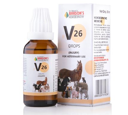 Bakson's V26 (Injury) Drops Homeopathic Remedy for Injury Recovery in Pets, 0.12 kg
