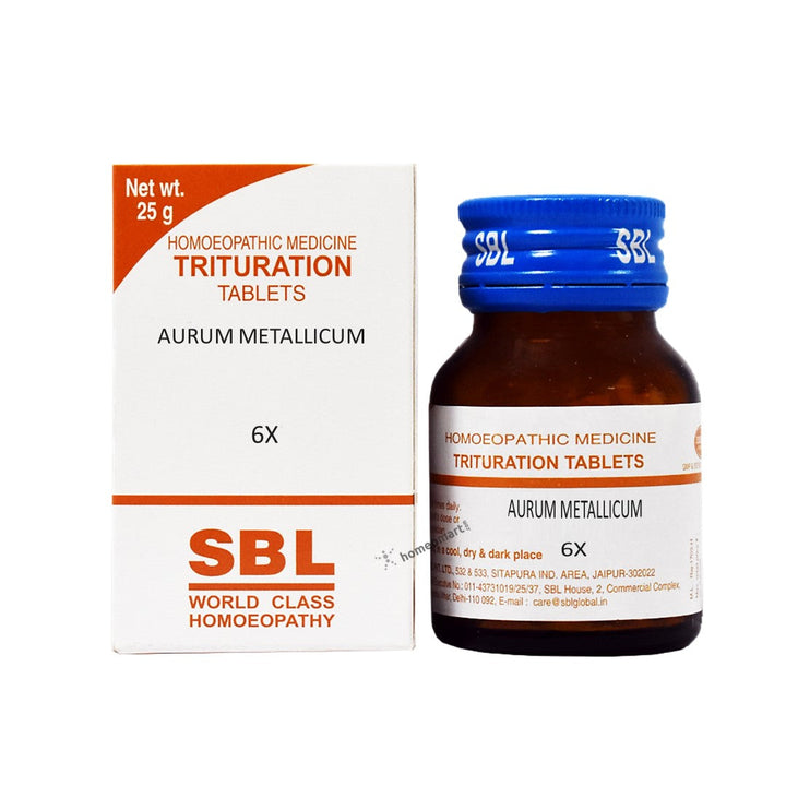 SBL Aurum Metallicum Homeopathy Trituration (Tablets) 3X, 6X, 0.08 kg