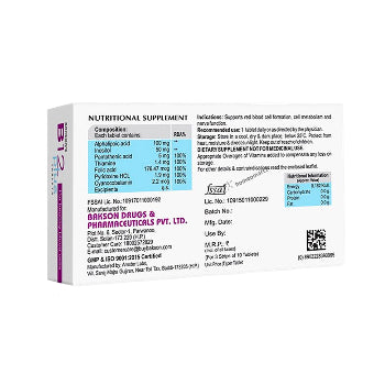 Bakson's B-12 Plus Tablets - Multivitamin with B Complex for Energy, Nerve & RBC Support, 0.12 kg