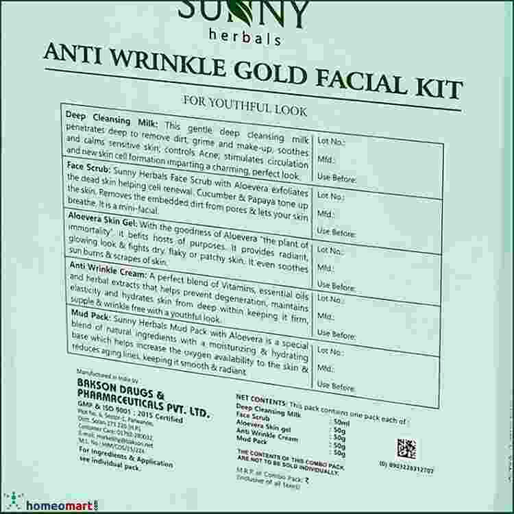 Bakson's Sunny Anti Wrinkle Facial Kit for a firm, hydrated & youthful glow, 0.99 kg