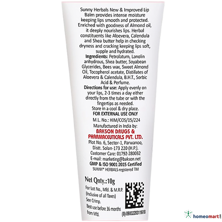 Bakson's Sunny Lip Balm for Smooth and Gloosy Lips, 0.30 kg