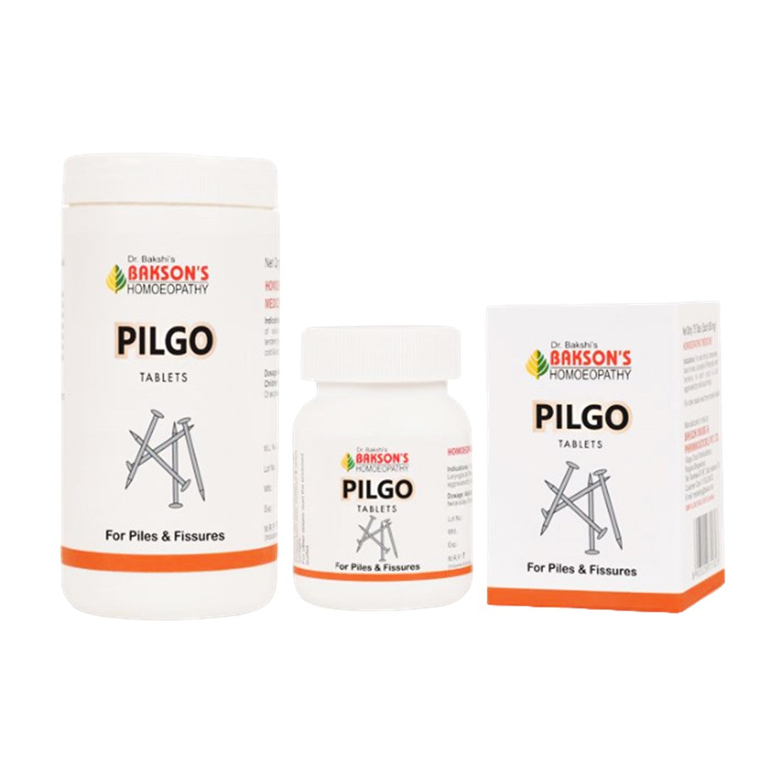 Bakson Pilgo Tablets Homeopathic Relief for Piles & Fissures (75 & 200 Tabs), 0.18 kg