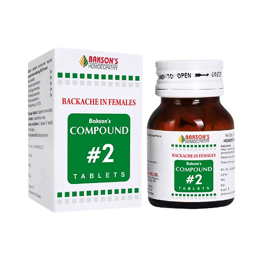 Bakson's Compound #2 Tablets Homeopathic Relief for Female Backache & Menstrual Discomfort, 0.08 kg