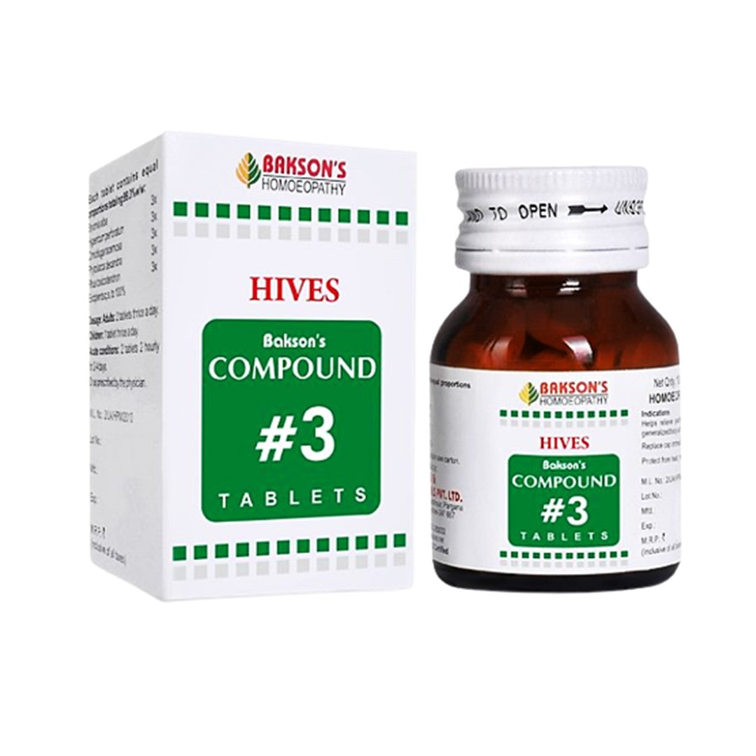 Bakson's Compound #3 Tablets Homeopathic Relief for Hives, Urticaria & Skin Allergies, 0.08 kg