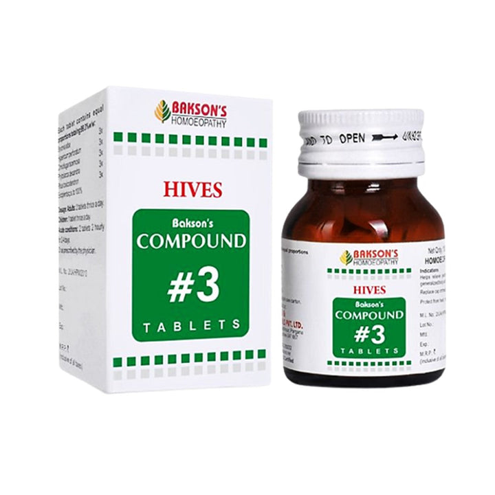Bakson's Compound #3 Tablets Homeopathic Relief for Hives, Urticaria & Skin Allergies, 0.08 kg