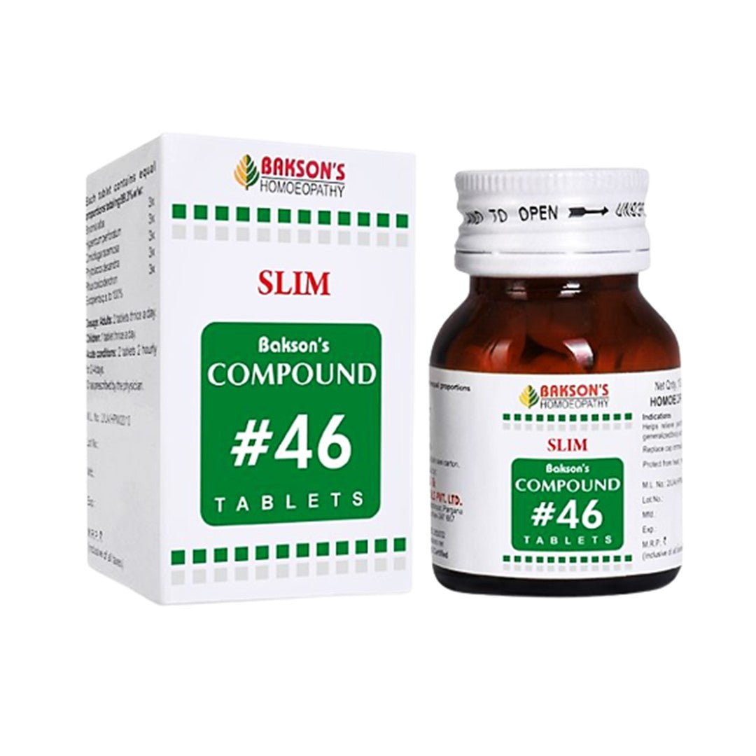 Bakson's Compound #46 Slim Tablets Homeopathic Support for Weight Management & Thyroid-Related Fat Gain, 0.08 kg