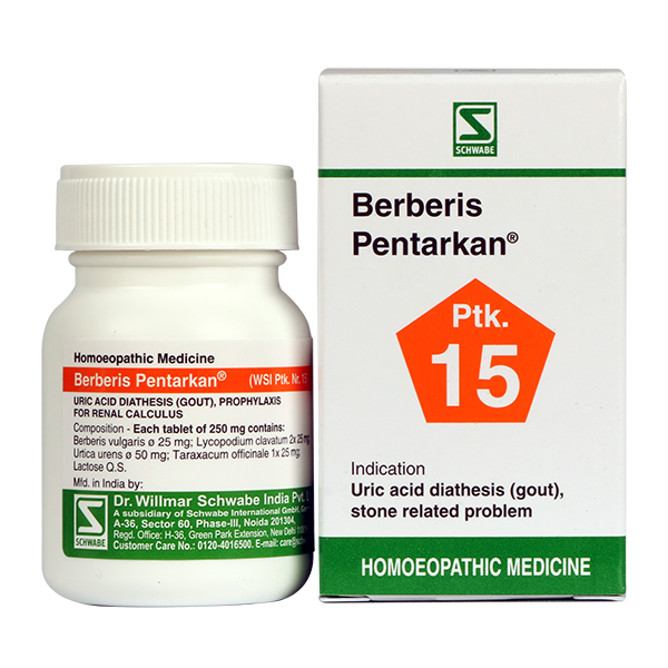 Schwabe Berberis Pentarkan Tablets Homeopathy for Kidney Stones, Gout & High Uric Acid, 0.08 kg