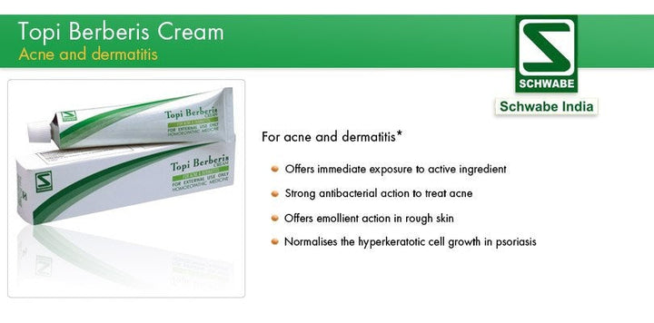 Schwabe Topi Berberis Cream for Acne, Psoriasis, Dermatitis, 0.08 kg