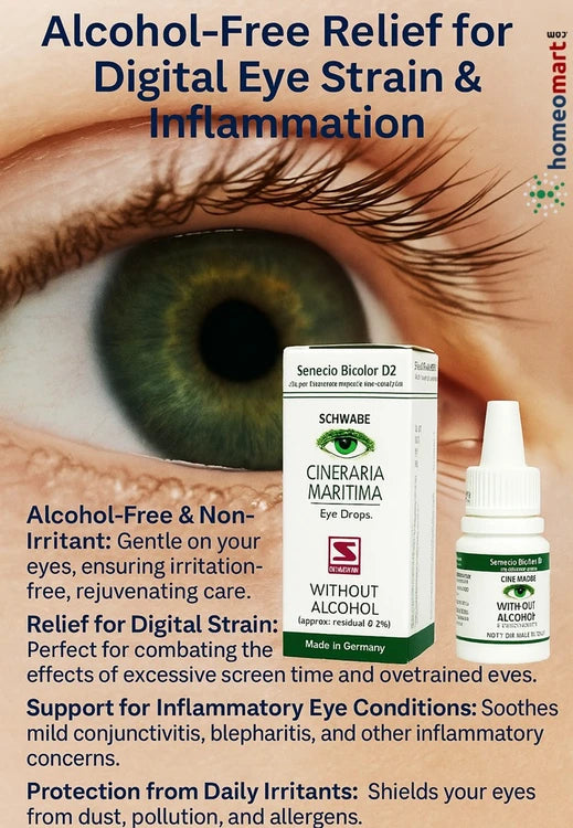 Schwabe German Cineraria Maritima D2 Eye Drops (Without Alcohol) Natural Relief for Eye Strain and Irritation, 0.08 kg