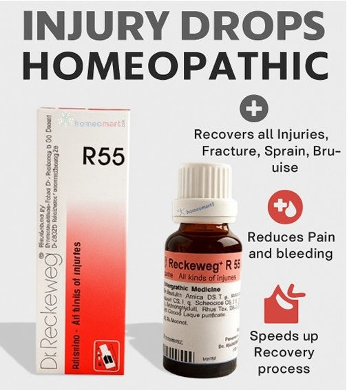Dr. Reckeweg R55 Homeopathic Injury Drops for Rapid Healing and Recovery, 0.08 kg