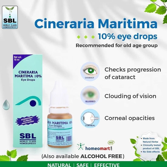 SBL Cineraria Maritima 10% Eye Drops For Clearer Vision & Cataract Support, 0.05 kg