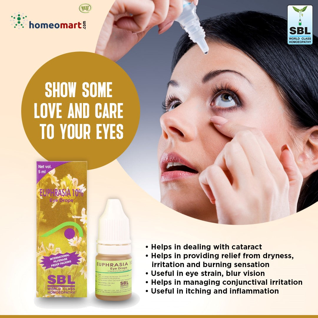 SBL Homeopathy Euphrasia 10% Eye Drops - Natural Relief for Conjunctivitis & Eye Strain, 0.08 kg