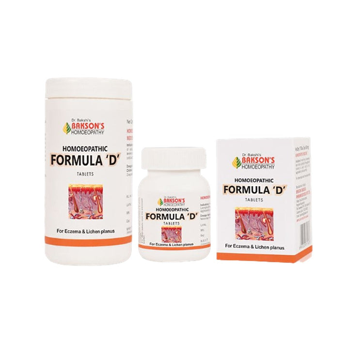 Bakson Homeopathic Formula 'D' Tablets: Effective Relief for Eczema, Lichen Planus, 0.12 kg