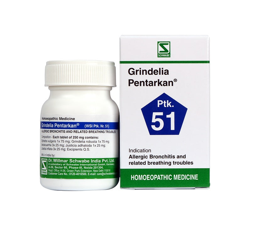 Schwabe Grindelia Pentarkan Tablets for Bronchial Asthma, Allergic Bronchitis, 0.08 kg