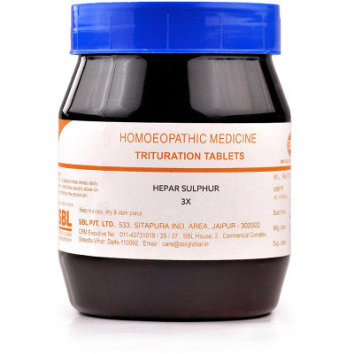 Hepar Sulphur 3X, 6X Homeopathy Trituration Tablets - Skin & Respiratory Relief, 0.08 kg