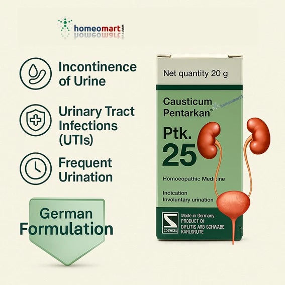 Schwabe Germany Causticum Pentarkan Ptk. 25 - Effective Homeopathic Remedy for Urinary Incontinence, 0.08 kg