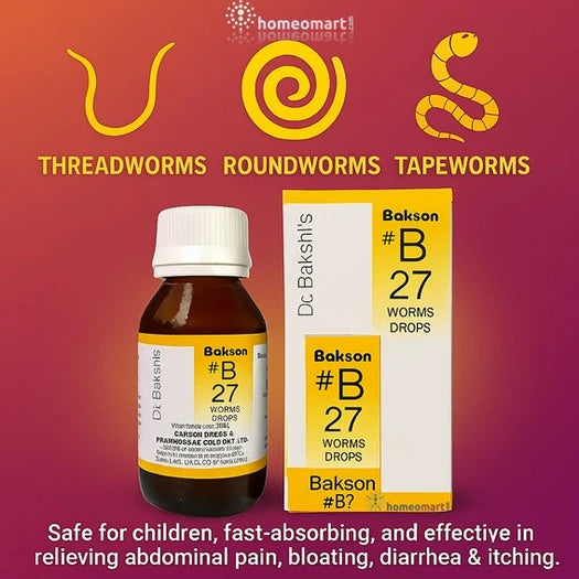Bakson's B27 Worm Drops Homeopathic Deworming Remedy for Children, 0.10 kg