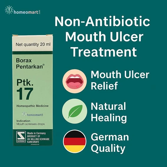 Schwabe Borax Pentarkan Ptk.17 Non-Antibiotic Mouth Ulcer Relief Drops (20ml), 0.08 kg