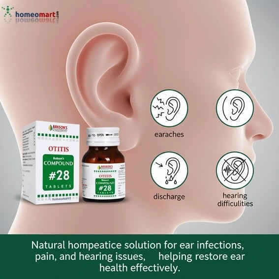 Bakson's Compound 28 Otitis Tablets Homeopathic Remedy for Ear Infections & Hearing Issues, 0.10 kg