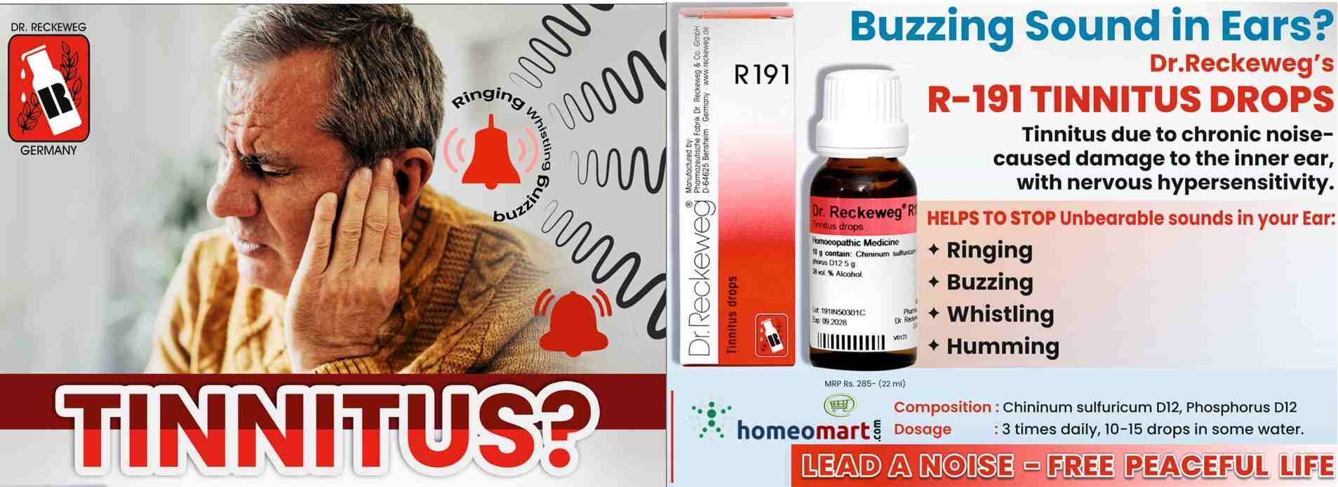 Dr. Reckeweg R191 Homeopathy Drops Effective Tinnitus (Ear Ringing) Relief, 0.08 kg