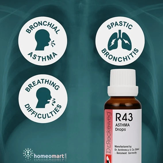 Dr. Reckeweg R43 Asthma Drops Homeopathic Relief for Bronchial Asthma & Spastic Bronchitis, 0.20 kg