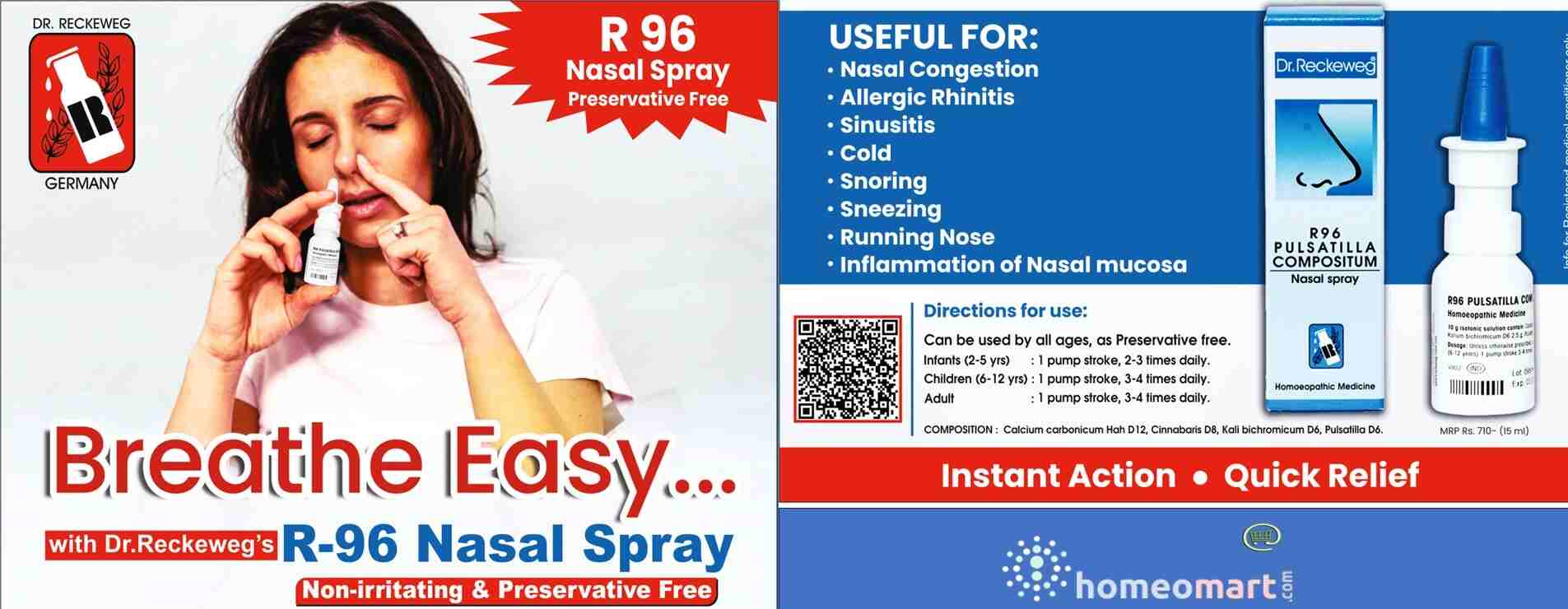 Dr. Reckeweg R96 Nasal Spray Natural Relief for Blocked Nose & Allergies, 0.08 kg
