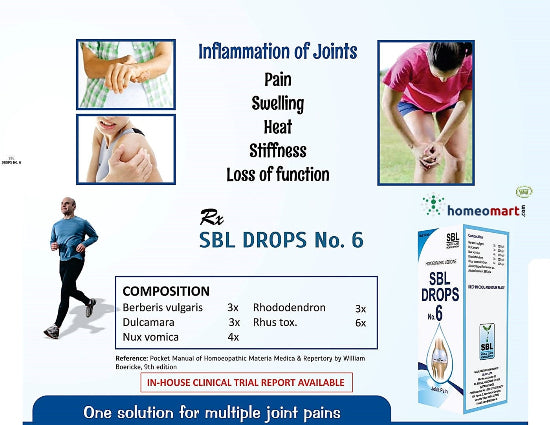 SBL Drops No. 6 Homeopathy for Joint Pain, Arthritis & Muscle Stiffness, 0.08 kg