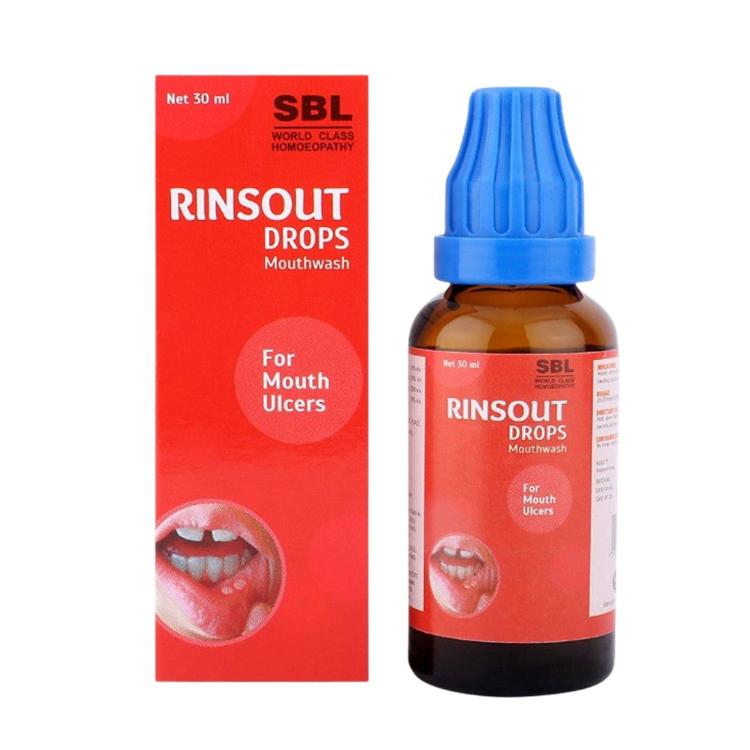 SBL Rinsout Drops Homeopathic Mouthwash for Mouth Ulcers & Oral Hygiene, 0.08 kg
