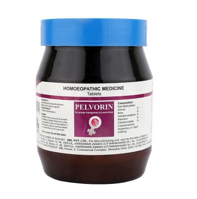 SBL Pelvorin Tablets | Homeopathic Relief for Leucorrhoea, Itching, and Pelvic Pain, 0.55 kg