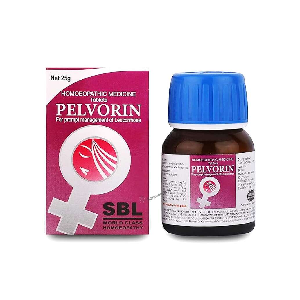 SBL Pelvorin Tablets | Homeopathic Relief for Leucorrhoea, Itching, and Pelvic Pain, 0.55 kg