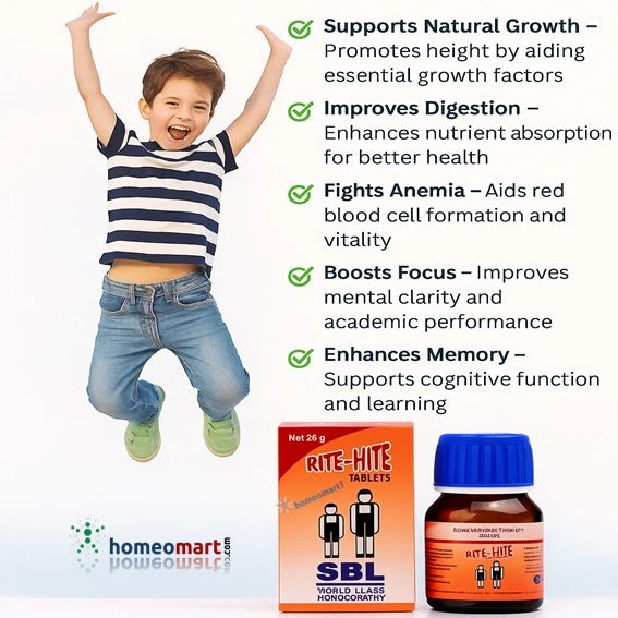 SBL Rite Hite Tablets - Holistic Homeopathic Growth Promoter for Children, 0.08 kg