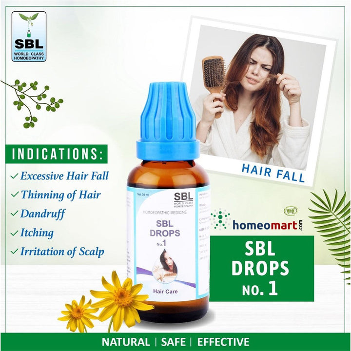 SBL Drops No.1 | Homeopathic Remedy for Hair Loss, Dandruff & Premature Greying, 0.08 kg