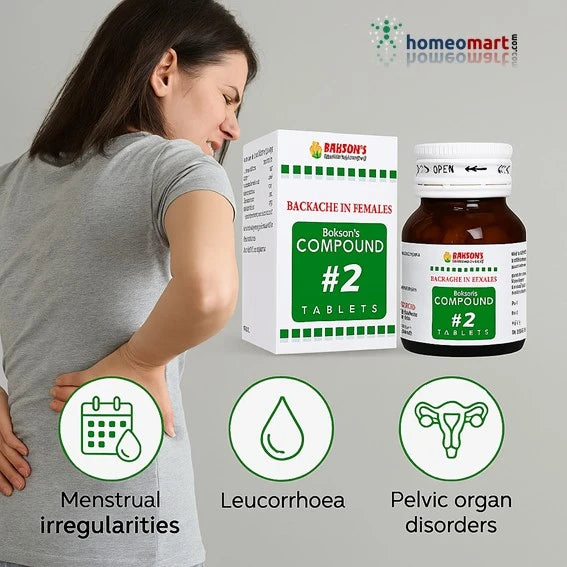Bakson's Compound #2 Tablets Homeopathic Relief for Female Backache & Menstrual Discomfort, 0.08 kg
