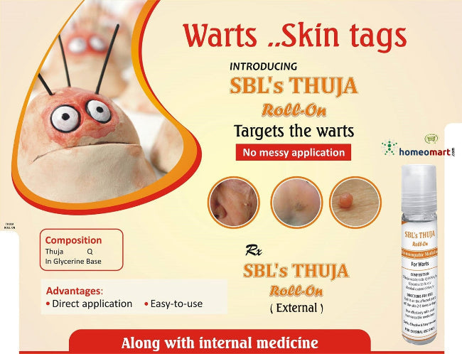 SBL Thuja Roll-On Homeopathic Wart Remover for Skin Tags & Polyps, 0.08 kg