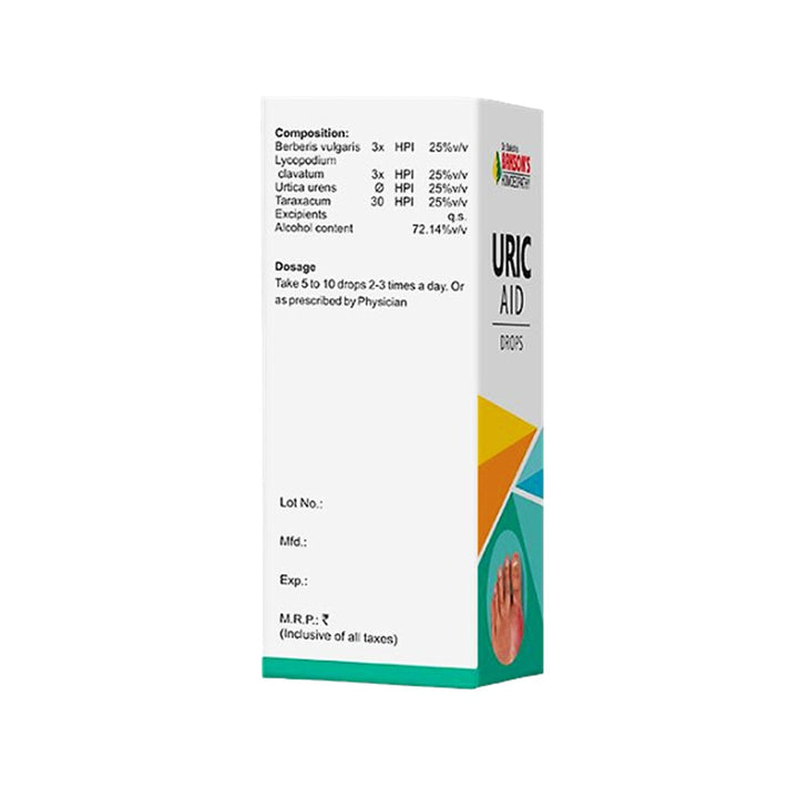 Bakson's Uric Aid Drops for Symptoms of Joint Pains & Stiffness, 0.12 kg