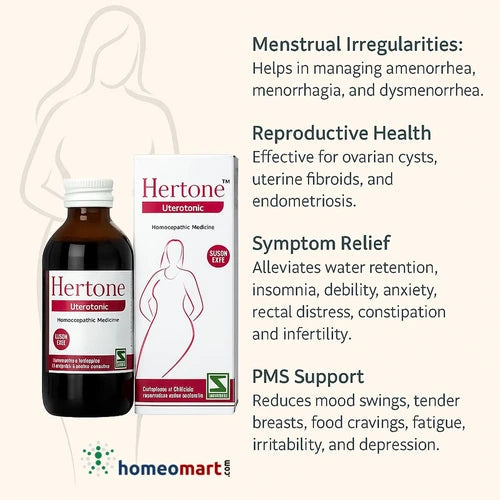 Schwabe Hertone Tonic Homeopathic Uterine Tonic for Period Irregularities, PMS Relief, PCOD, Fibroids, 0.14 kg