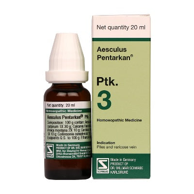 Schwabe Aesculus Pentarkan Drops Homeopathic Relief for Hemorrhoids & Varicose Veins, 0.08 kg