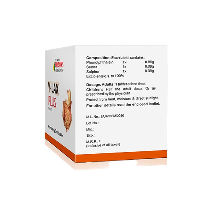 Bakson's Y-lax Plus Tablets for Relieving Constipation, 0.10 kg