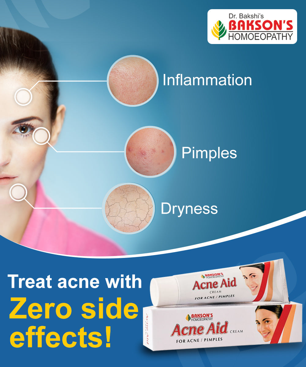 Get Clear Skin with Bakson's Homeopathy Acne Aid Cream, 0.10 kg