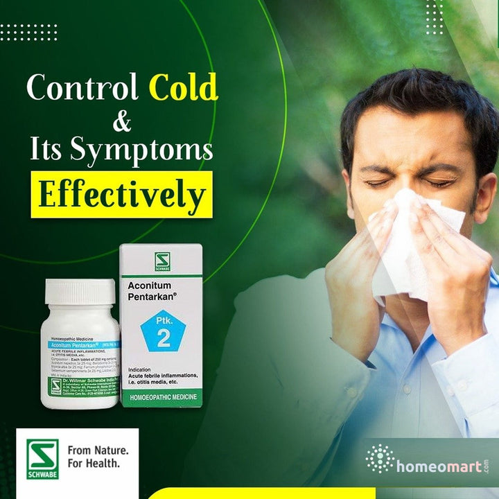 Schwabe Aconitum Pentarkan tablets. Cold, Otitis Media, Headache, 0.08 kg