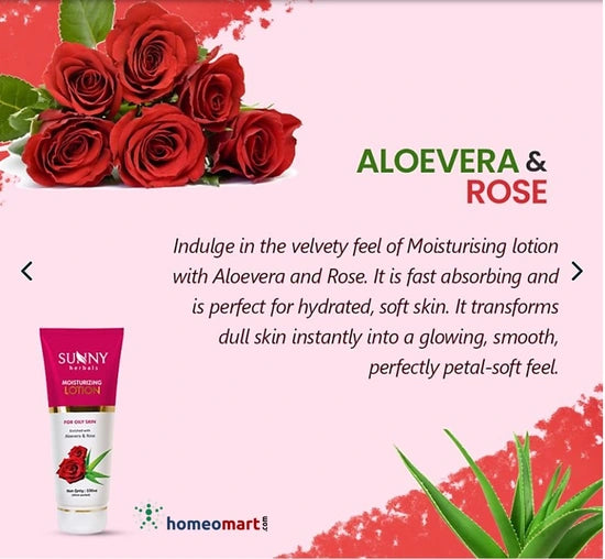 Bakson's Moisturizing Lotion with Aloe Vera & Rose Daily Hydration for Soft, Acne-Free Skin, 0.00 kg