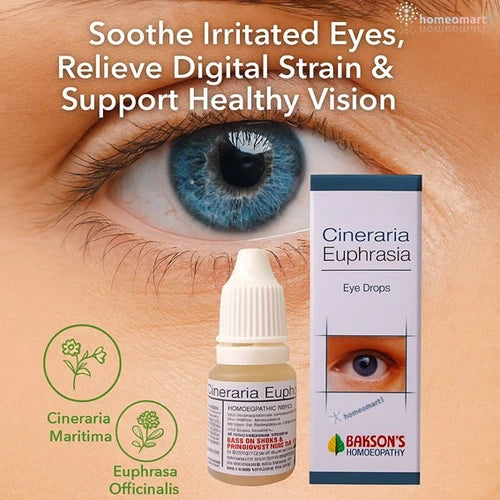 Bakson's Cineraria Euphrasia Eye Drops Natural Relief for Eye Strain, Redness & Cataract Support, 0.08 kg