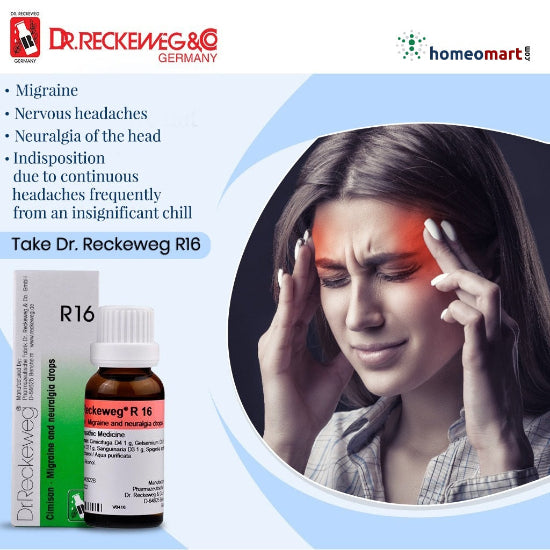 Dr. Reckeweg R16 Drops Homeopathic Relief for Migraine, Headaches & Neuralgia, 0.08 kg
