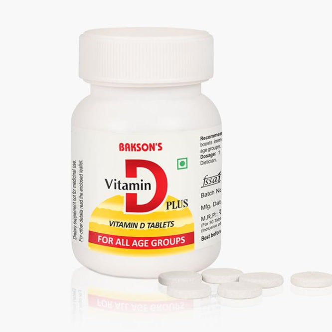 Vitamin D Supplement in Homeopathy Bakson's D Plus Tablets (30 Tabs), 0.08 kg