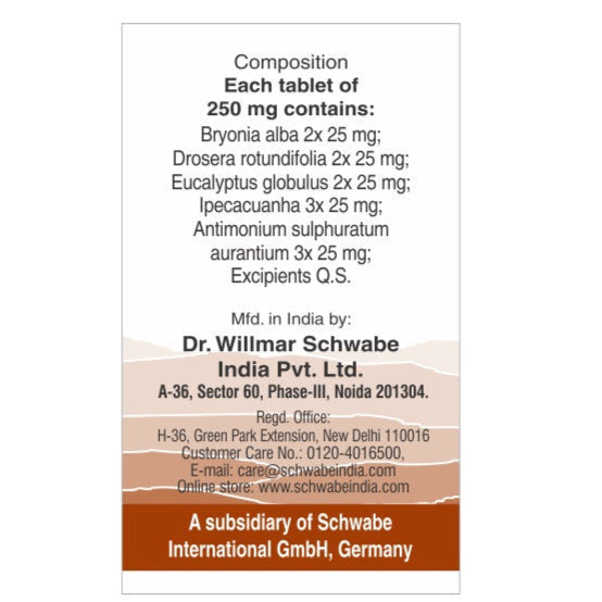Schwabe Alpha-CC Homeopathic Tablets Natural Chronic Cough Treatment for Nighttime Relief, 0.08 kg