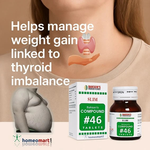 Bakson's Compound #46 Slim Tablets Homeopathic Support for Weight Management & Thyroid-Related Fat Gain, 0.08 kg