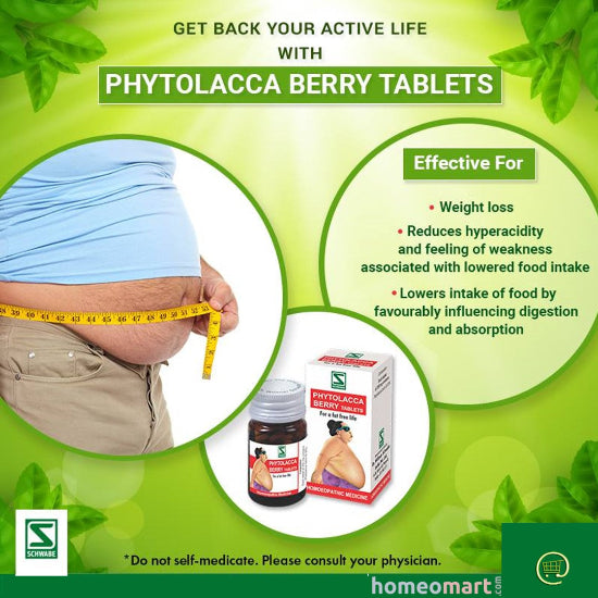 Schwabe Phytolacca Berry Tablets for Obesity, Overweight Treatment, 0.12 kg