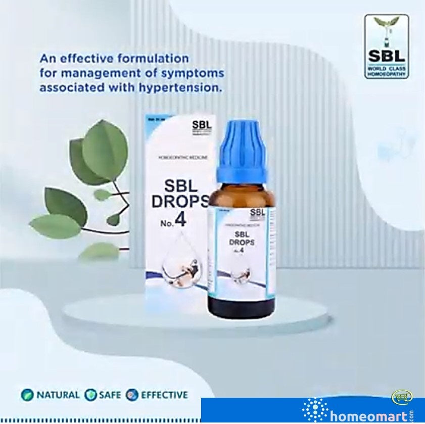 SBL Drops No 4 - Homeopathy for Hypertension & Anxiety Relief, 0.08 kg