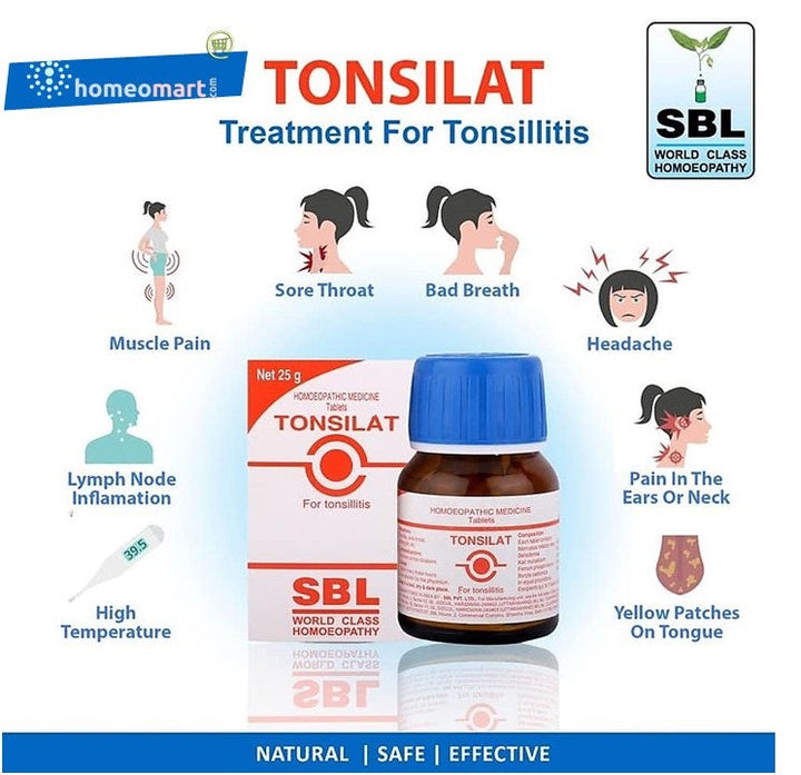 SBL Tonsilat Tablets Effective Tonsillitis Relief with Homeopathy, 0.08 kg