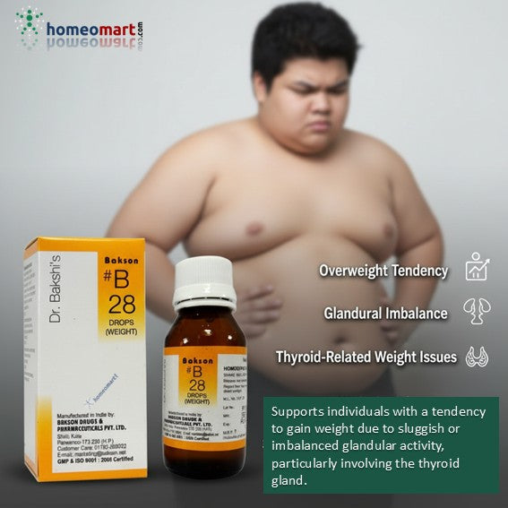 Bakson's B28 Weight Drops Homeopathy for Overweight & Thyroid-Linked Weight Gain, 0.10 kg